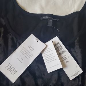 $198 BNWT Eileen Fisher Classic Black Velvet Tank Dress Shift LG Gorgeous Rare